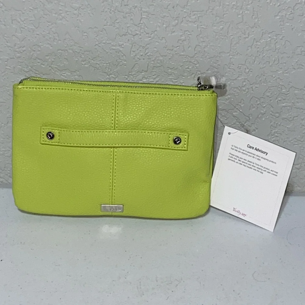 THIRTY-ONE Jewell Street Style Handbag Citrus Lime Green Pebbled Crossbody Purse